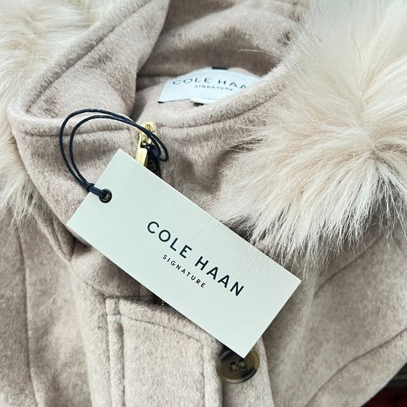 Cole Haan Faux Fur Trimmed Hooded Coat sz 8 NWT - Picture 11 of 11